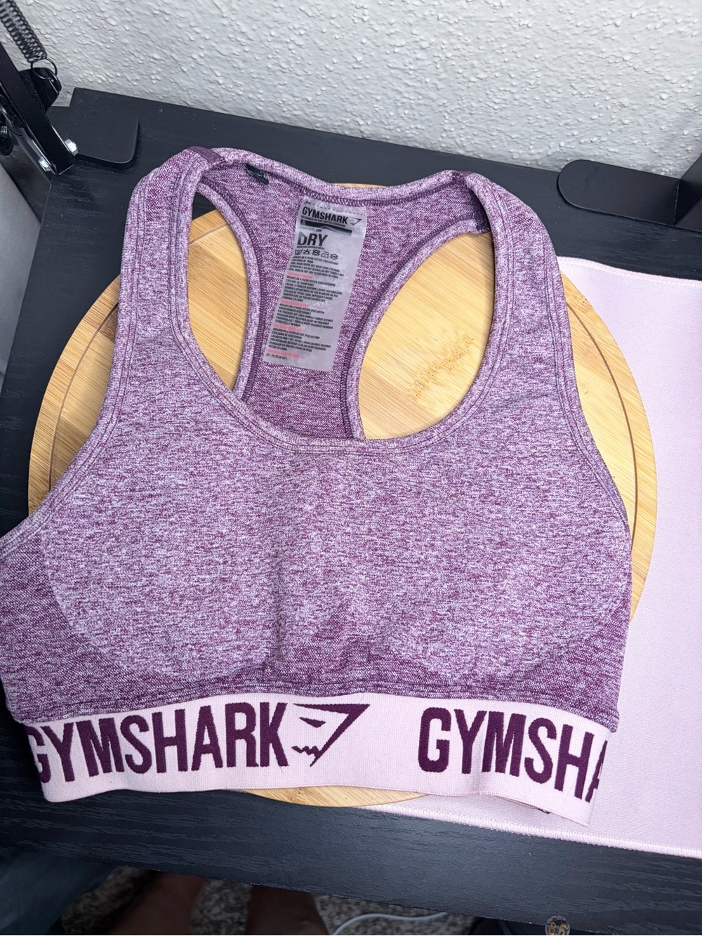 Gymshark Women Sports Bra Small Purple Heathered Wireless Knit Racerback